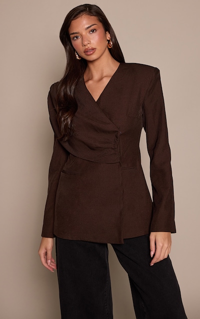 Bitter Chocolate Shoulder Drape Cinch Blazer