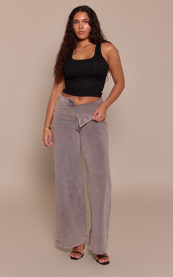 Shape Mushroom Stretch Foldover Waist Wide Leg Jeans