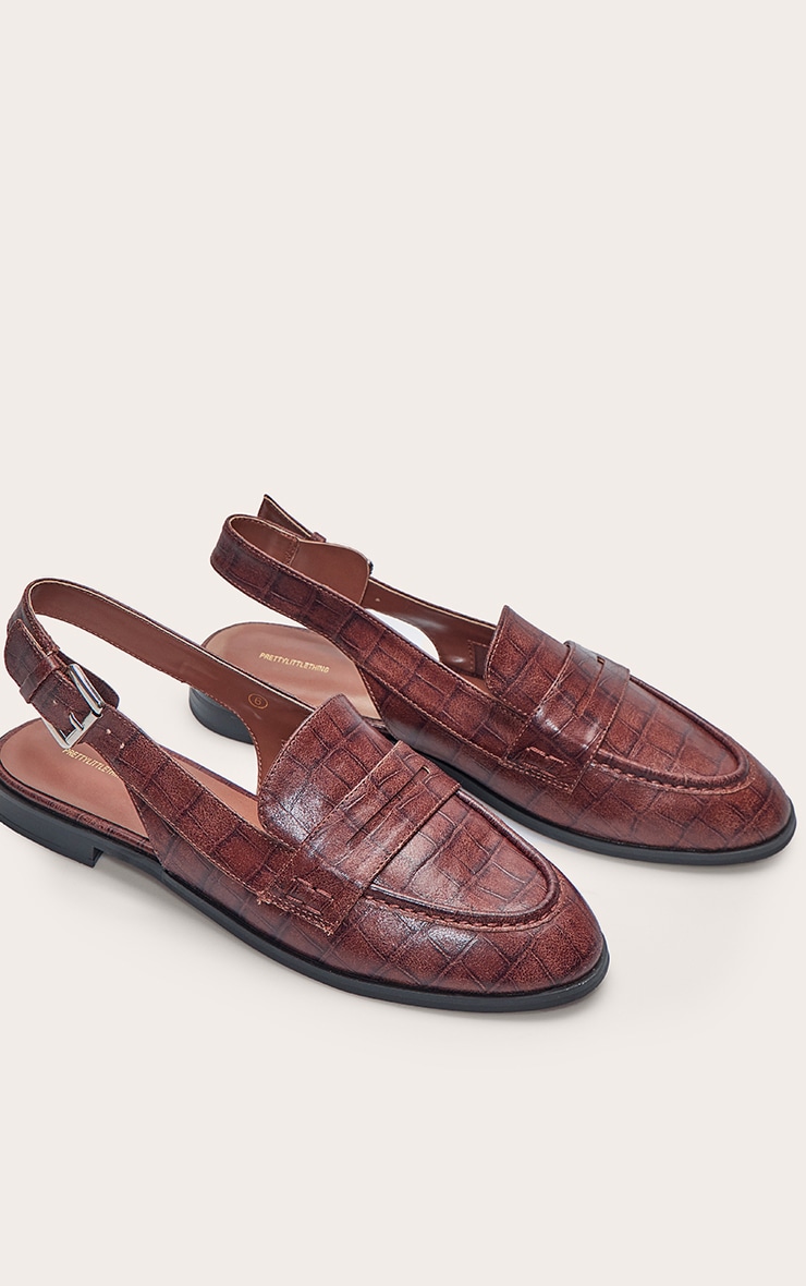 Chocolate Croc Slingback Loafer image 5