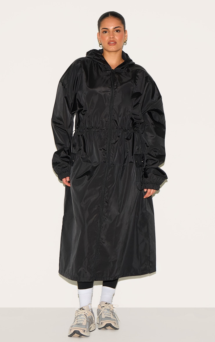 Plus Veste coupe-vent mi-longue noire à cordons ajustables image 3