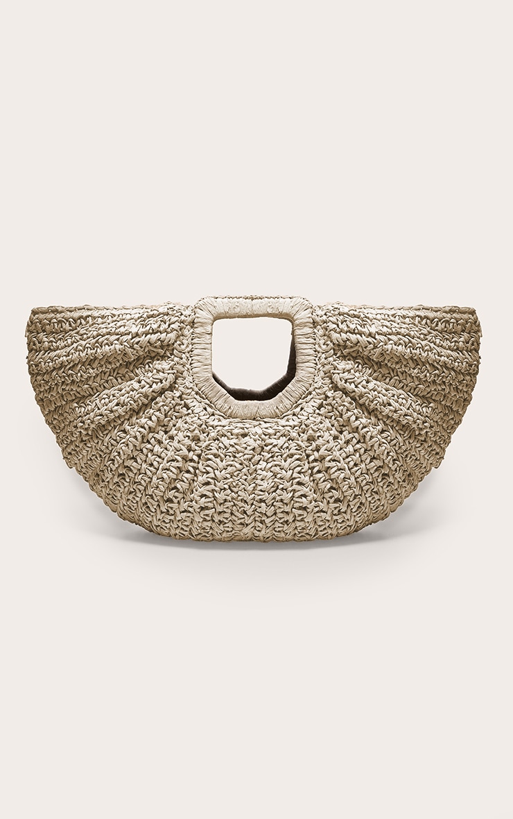 Natural Raffia Curved Handbag image 3