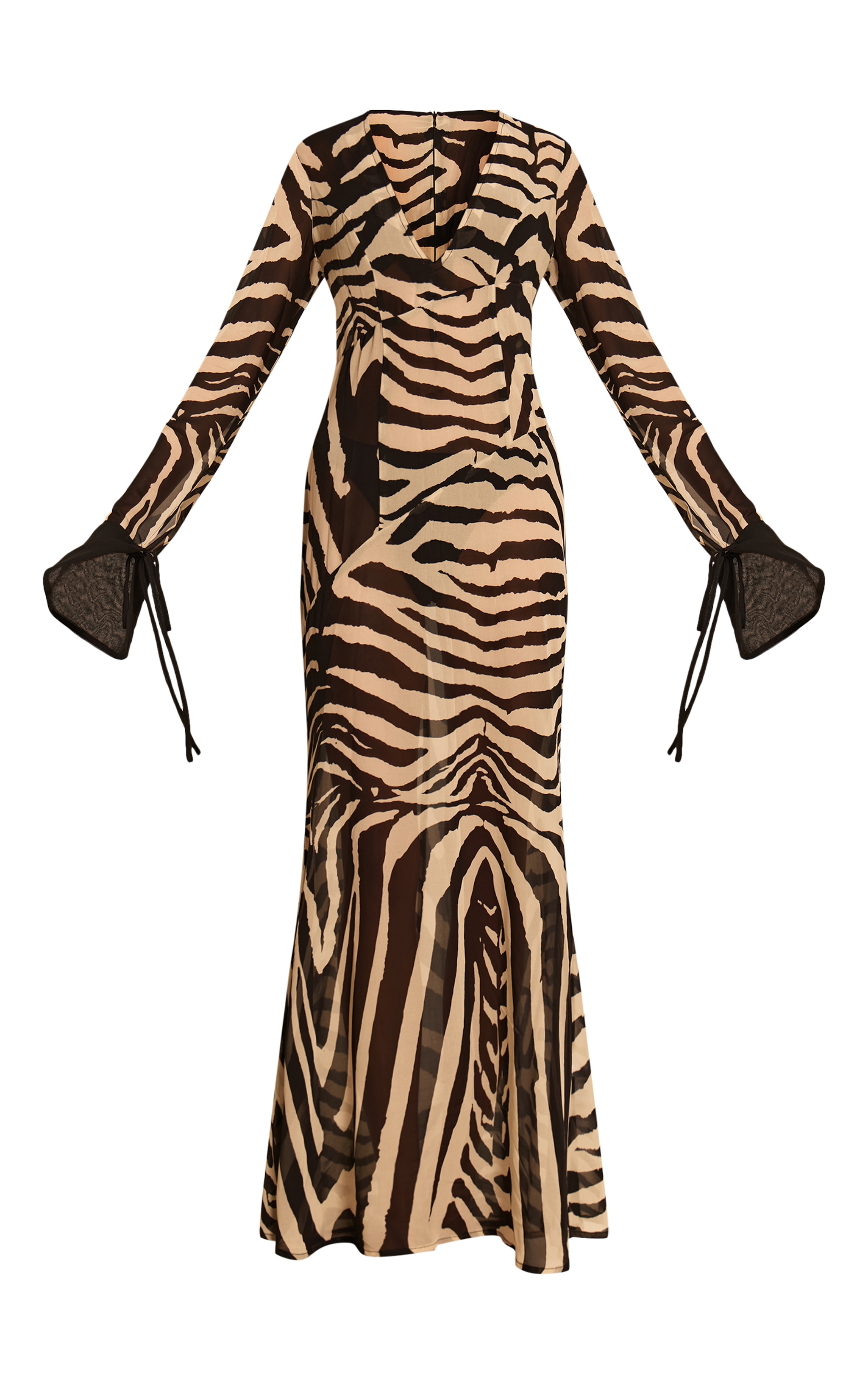 Zebra Print Chiffon Long Sleeve Maxi Beach Dress image 5