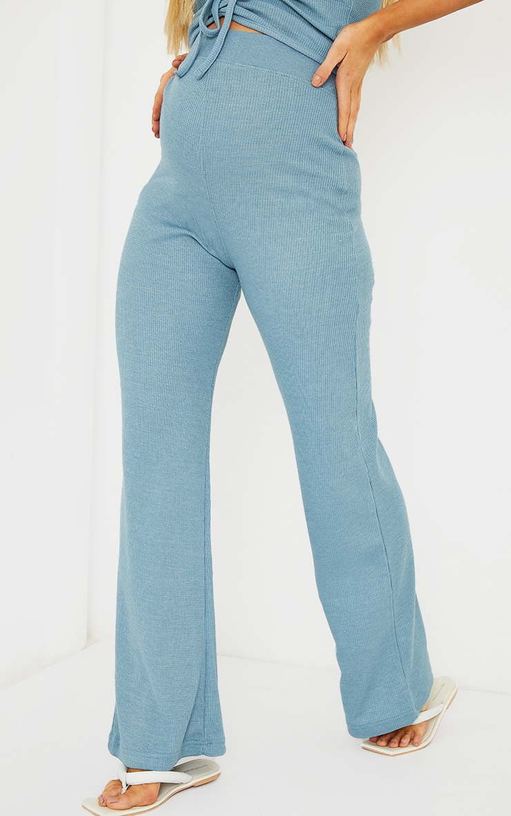 Maternité Pantalon de grossesse ample bleu en maille gaufrée image 2