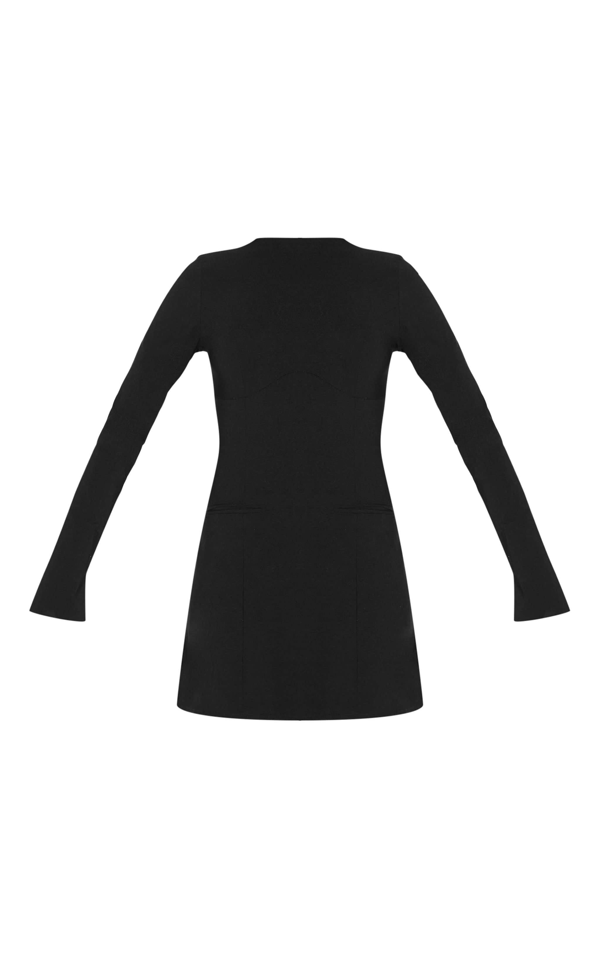 Robe droite tissée noire à col bateau et manches évasées image 5