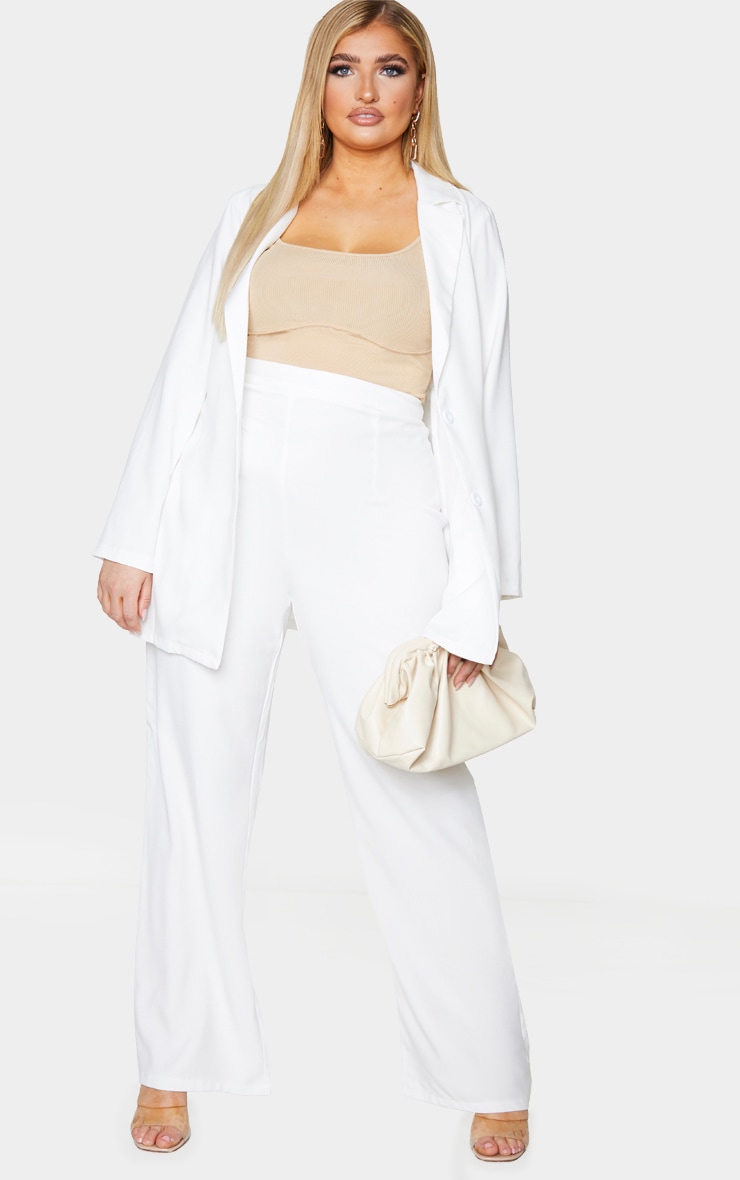 Plus White Tailored Wide Legged Pants