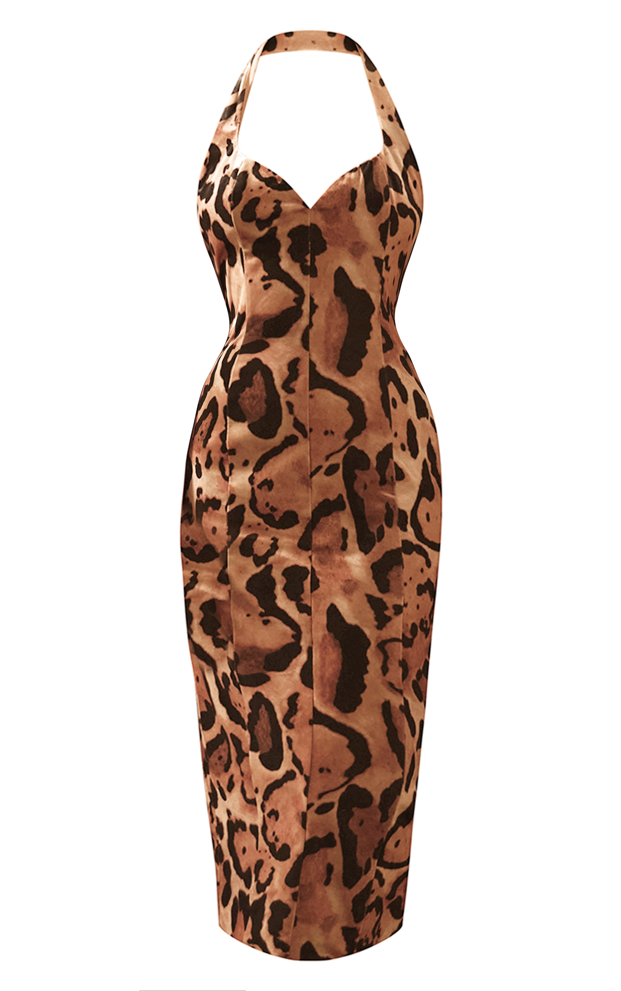 PLT Label Multi Leopard Printed Velvet Halterneck Midaxi Dress image 6
