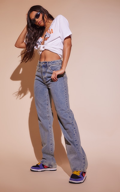 Vintage Mid Wash Straight Leg Jeans