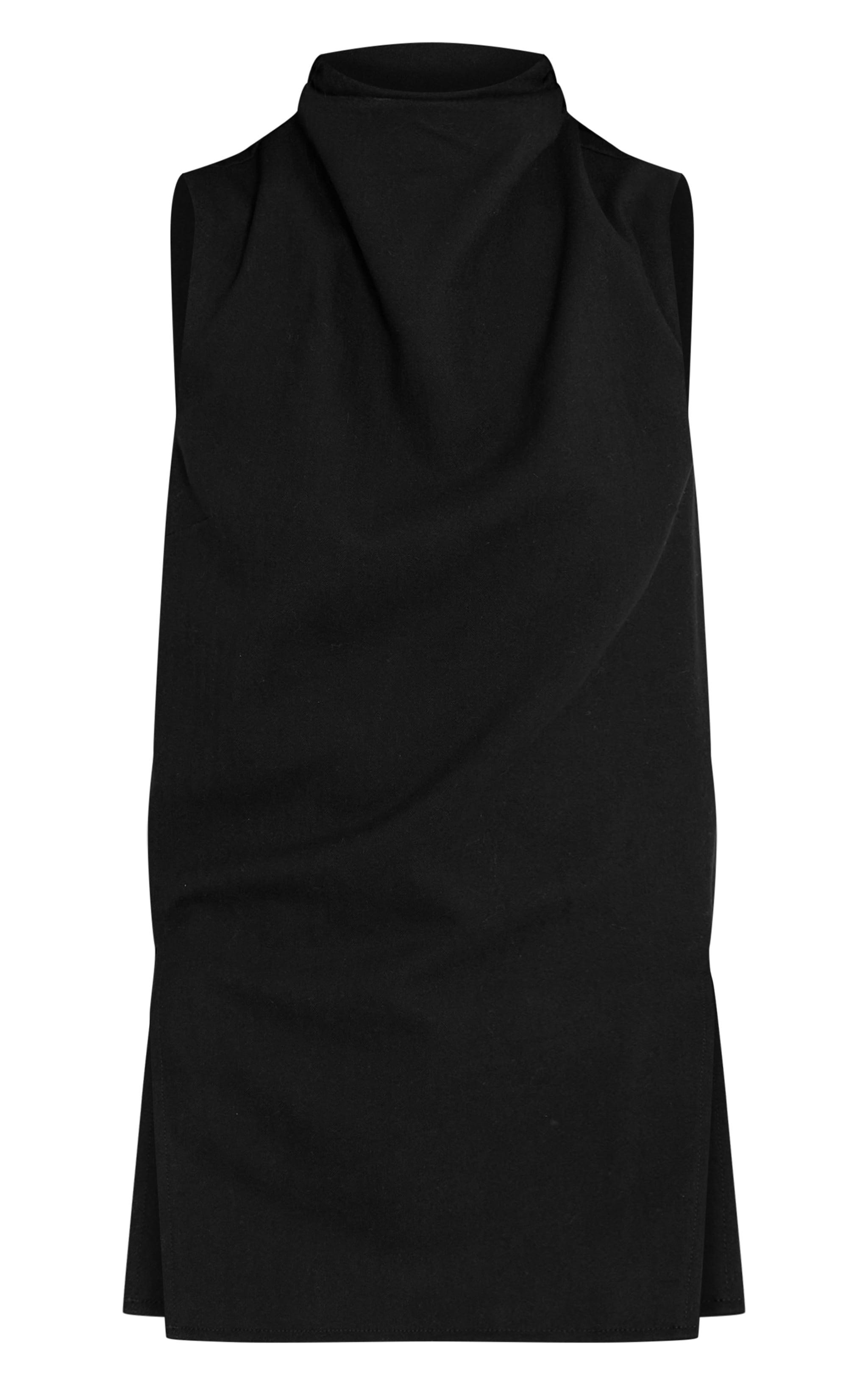 Top de tailleur noir sans manches à col montant image 5