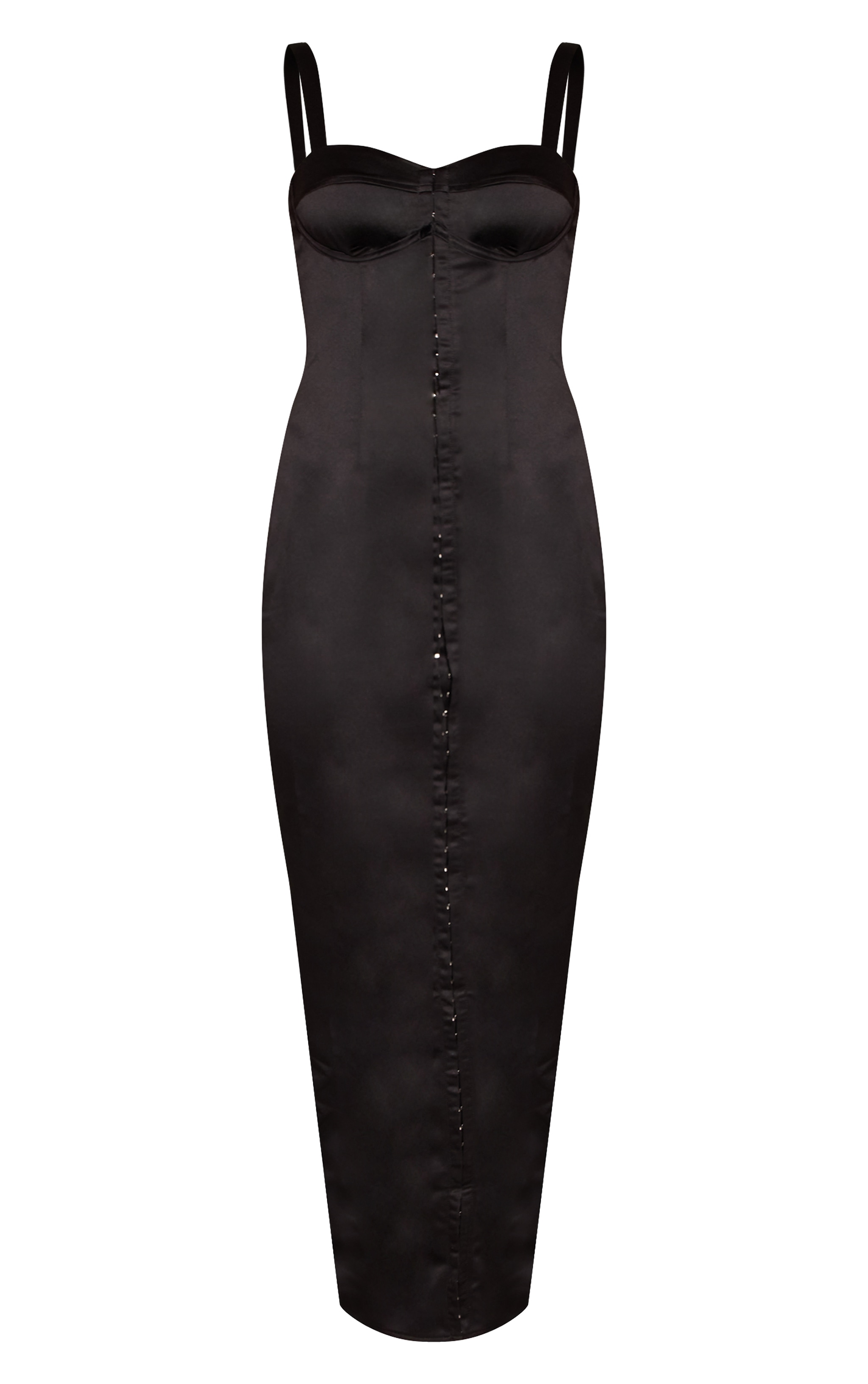 Black Satin Corset Midaxi Dress image 5