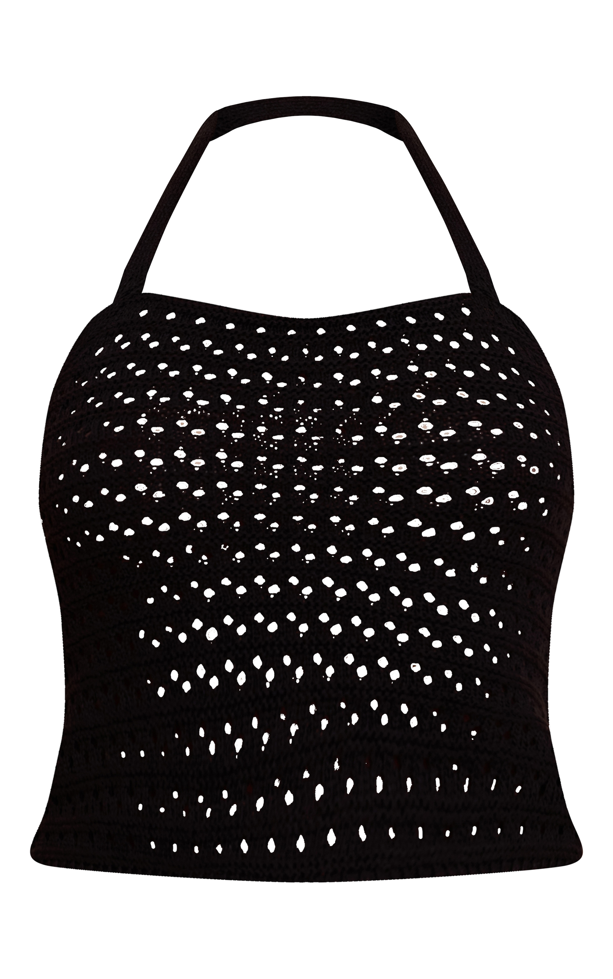 Black Crochet Trim Detail Halter Top image 5