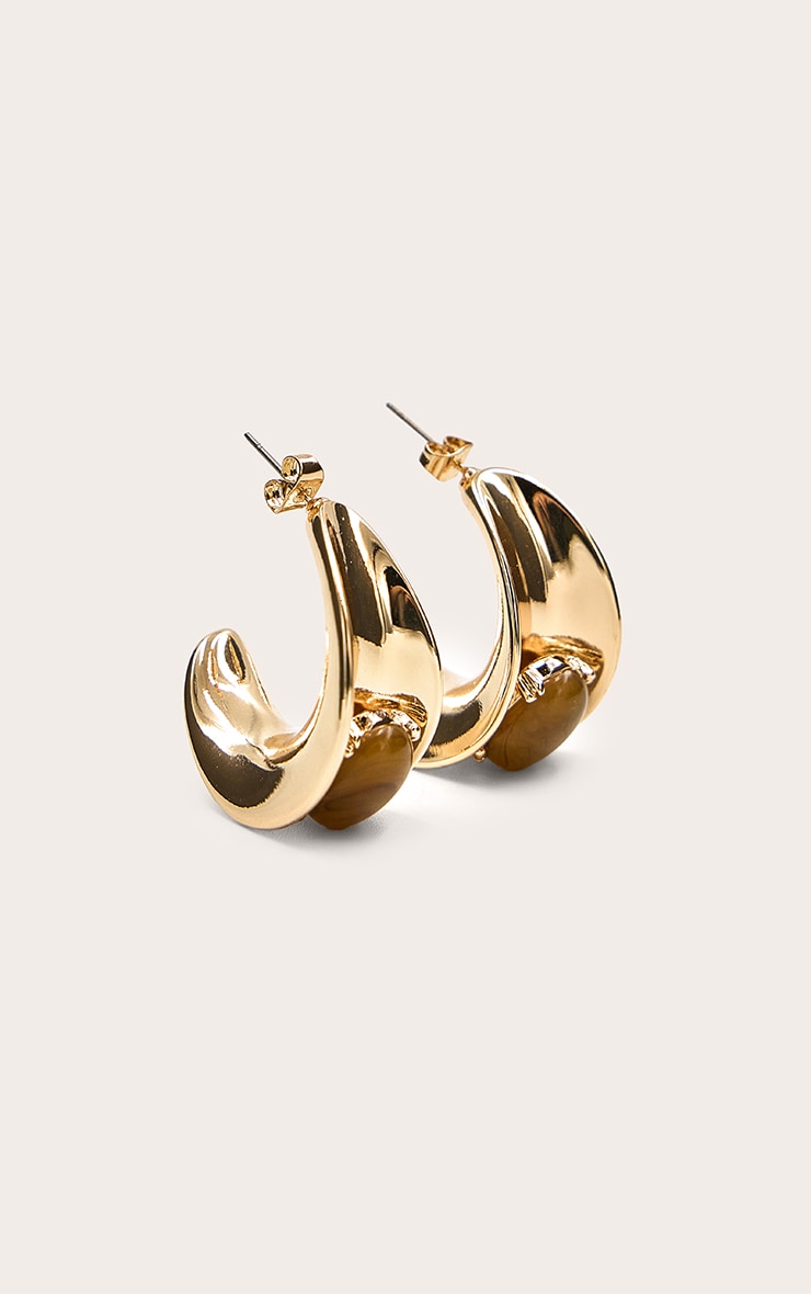 Brown Resin Chunky Hoop Earrings image 2