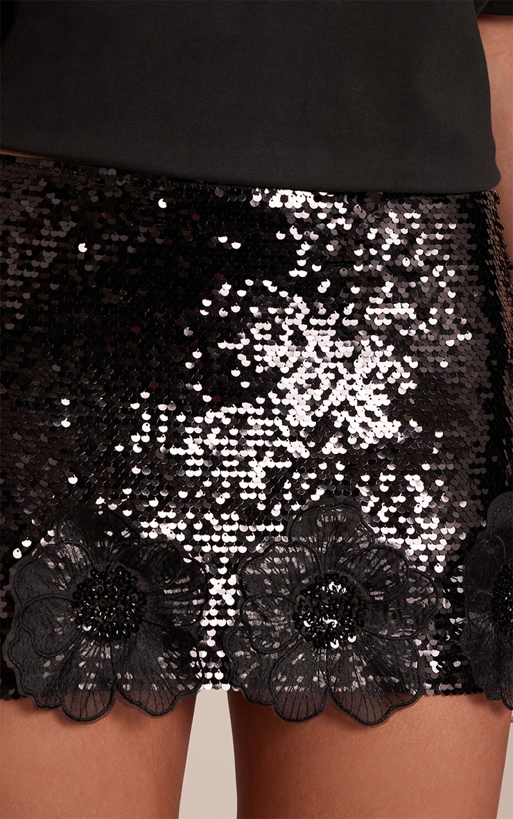 Black Sequin Mini Skirt  image 5