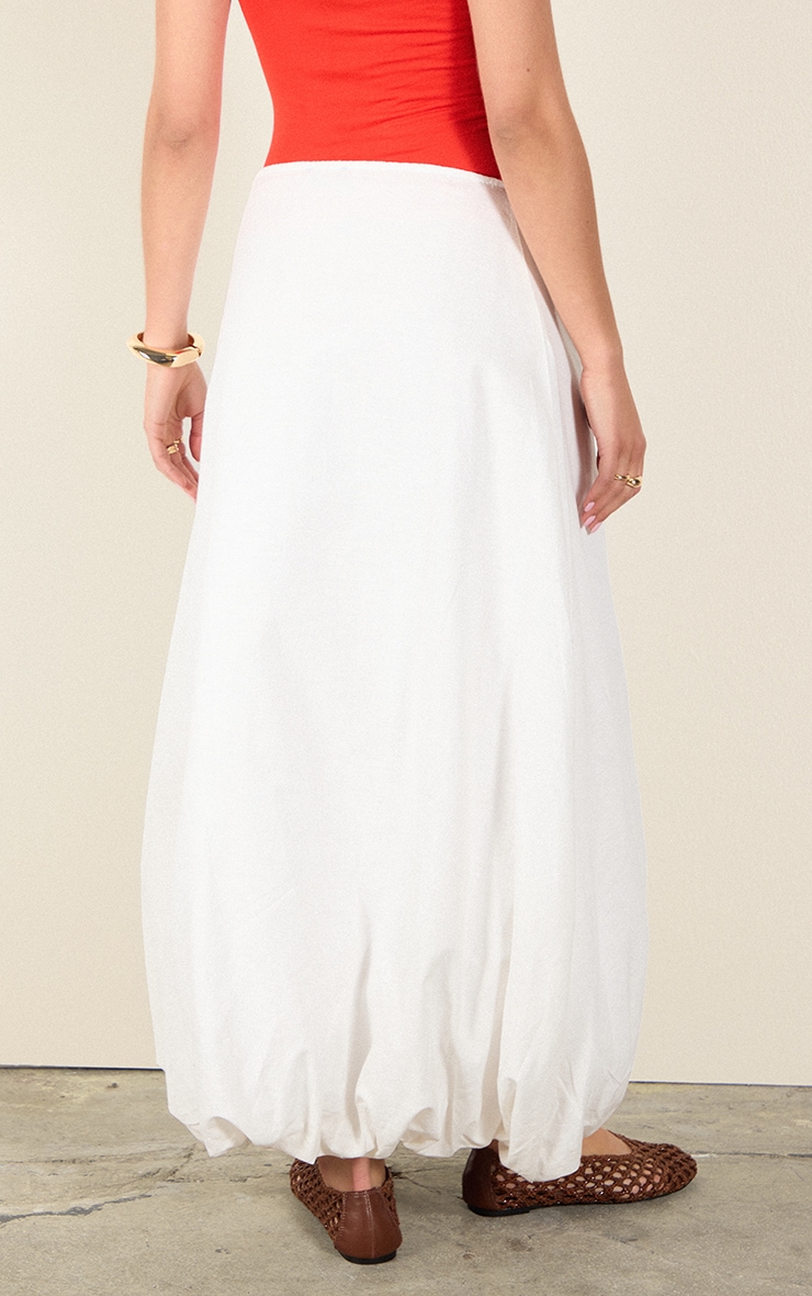White Cotton Puffball Maxi Skirt image 3