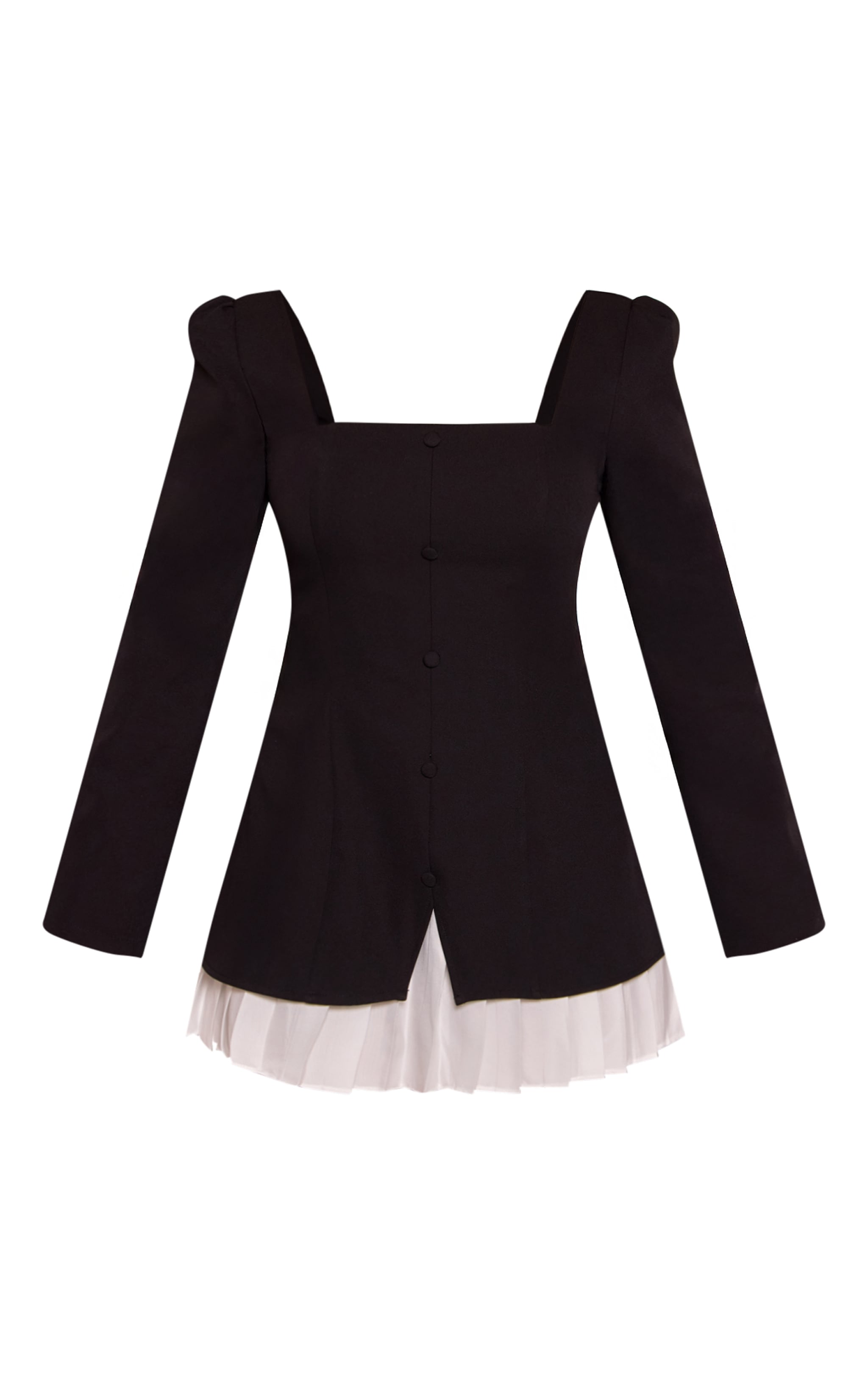 Shape Black Pleated Shoulder Pad Mini Dress image 5