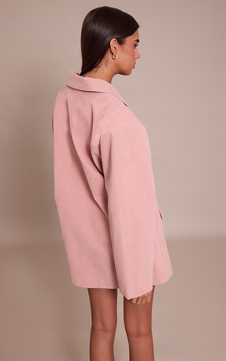 Robe blazer structurée en suédine rose image 2