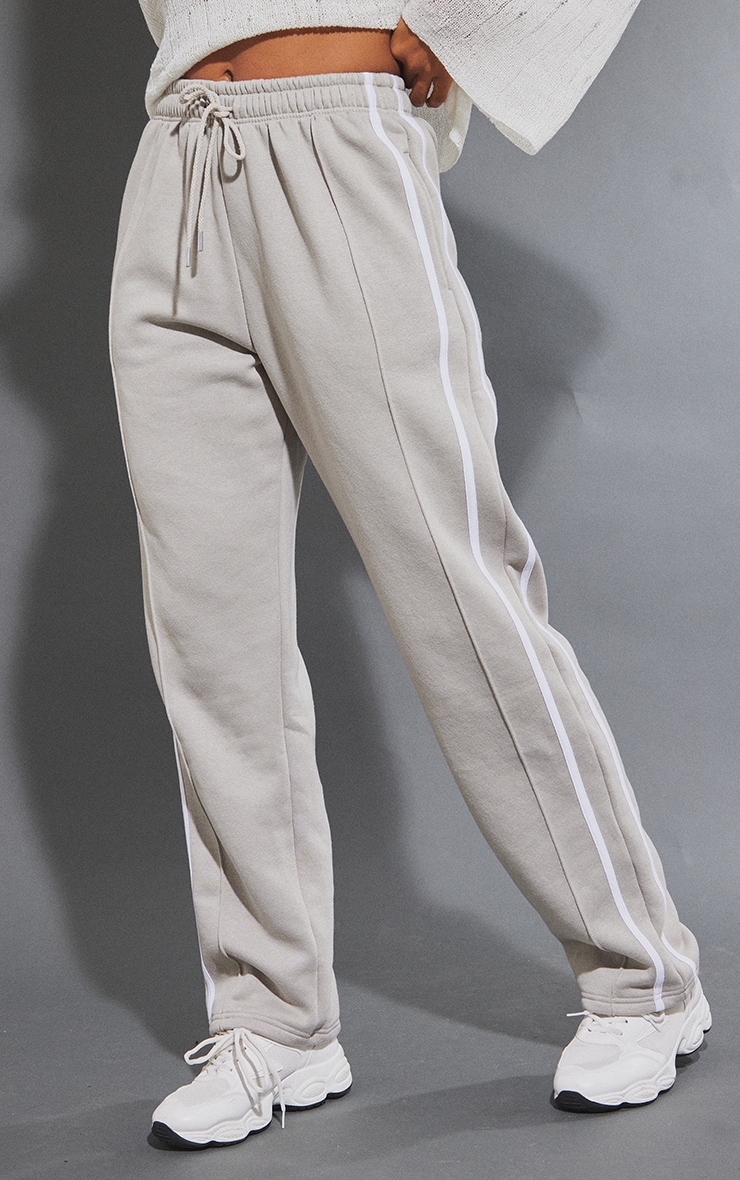 Mushroom Double Side Stripe Wide Leg Joggers | PrettyLittleThing USA