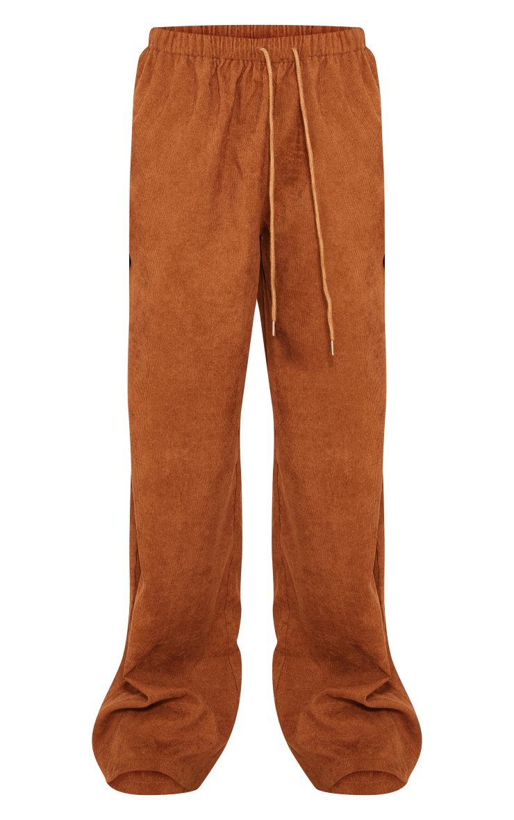 Mocha Cord Tie Waist Low Rise Pants image 5