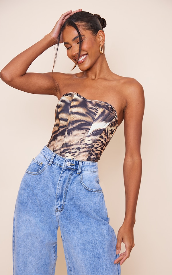 Yellow Boned Printed Corset