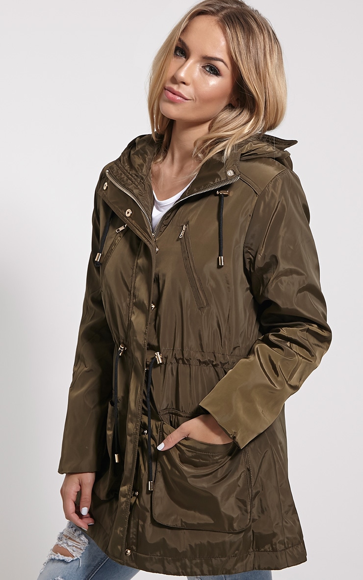 Safi Khaki Hooded Coat Knitwear PrettyLittleThing