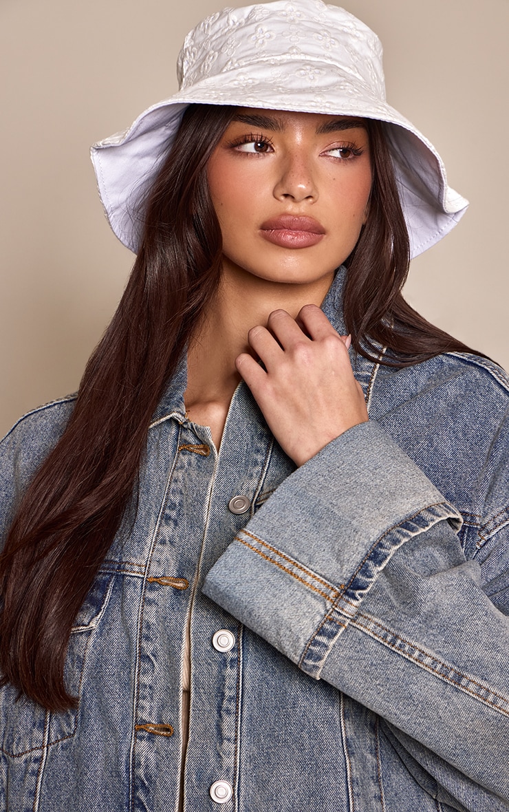 White Broderie Bucket Hat