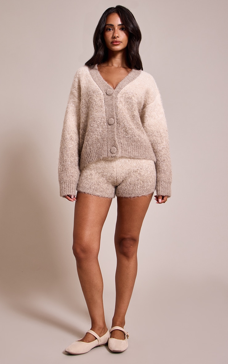 Petite Knitted Grey Ombre Brushed Shorts image 4
