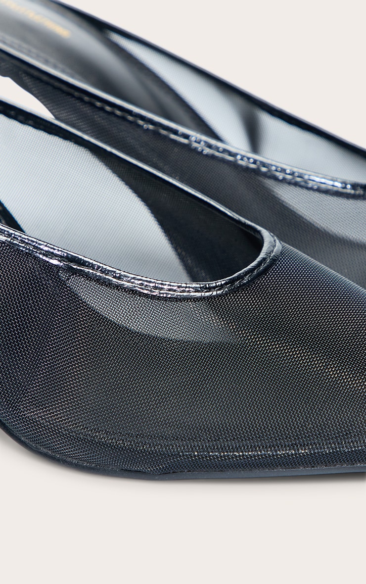 Black Mesh Heeled Mule image 5