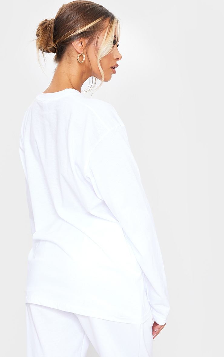 White Yosemite Printed Oversized Long Sleeve T Shirt image 2