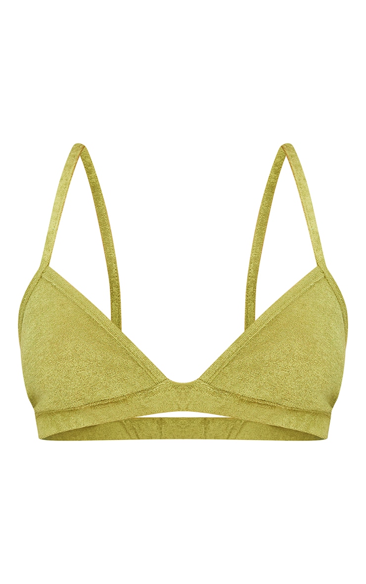 Haut de maillot de bain en éponge vert olive image 5