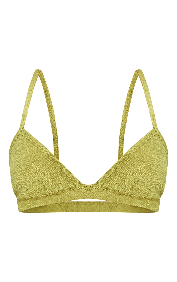 Olive Towelling Bikini Top image 1