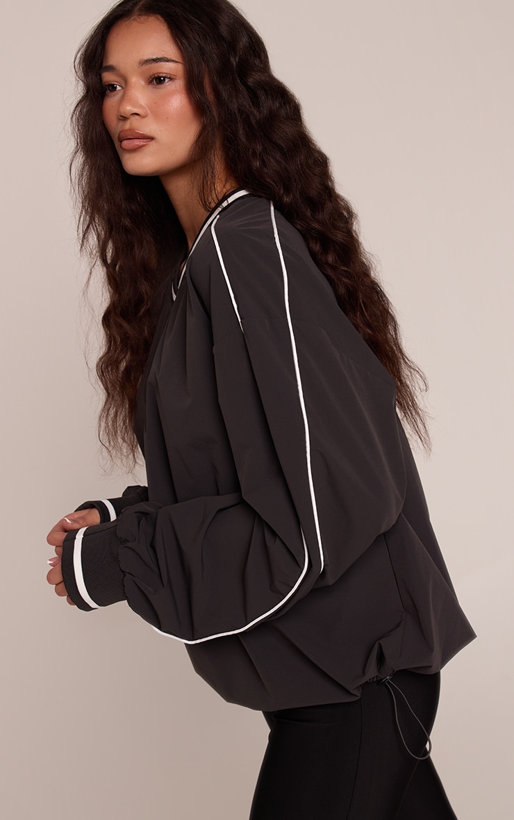 Charcoal Tricot V Neck Sweatshirt image 4