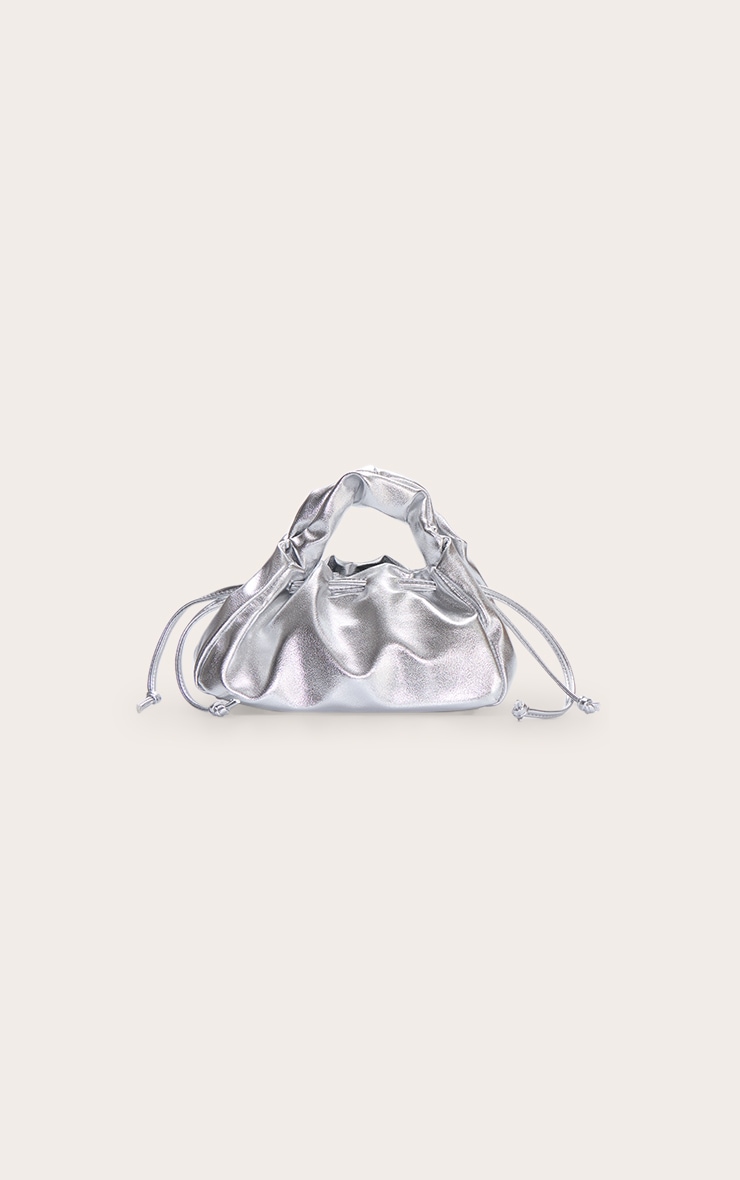 Mini sac à main en PU argenté à franges image 5