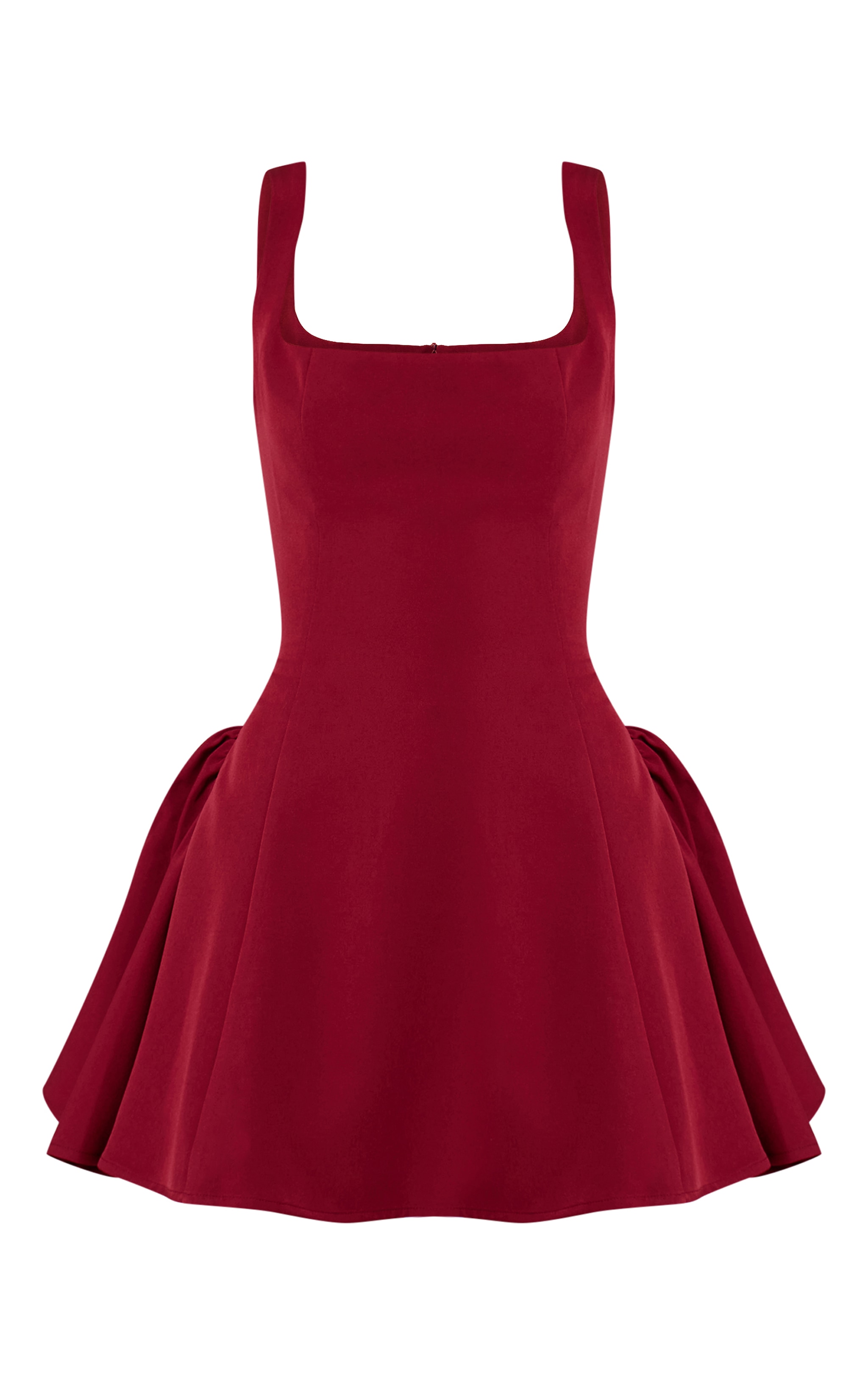 Burgundy Woven Square Neck Shift Dress image 5