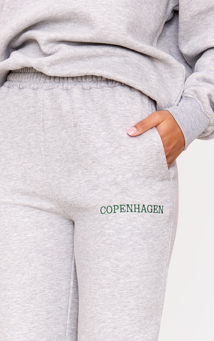Ash Grey Copenhagen Embroidered Wide Leg Cuffed Sweatpants image 4