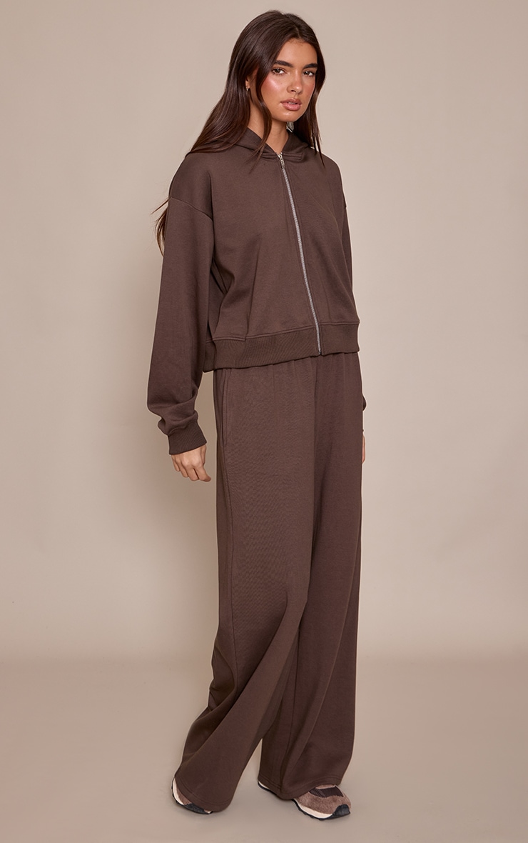 Chocolate Interlock Extreme Wide Leg Joggers image 2