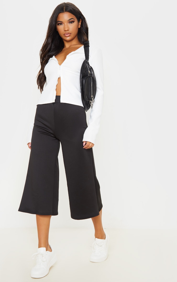 Black High Waisted Scuba Culottes