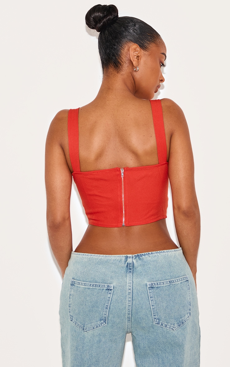 Shape Orange Woven Corset Crop Top image 2