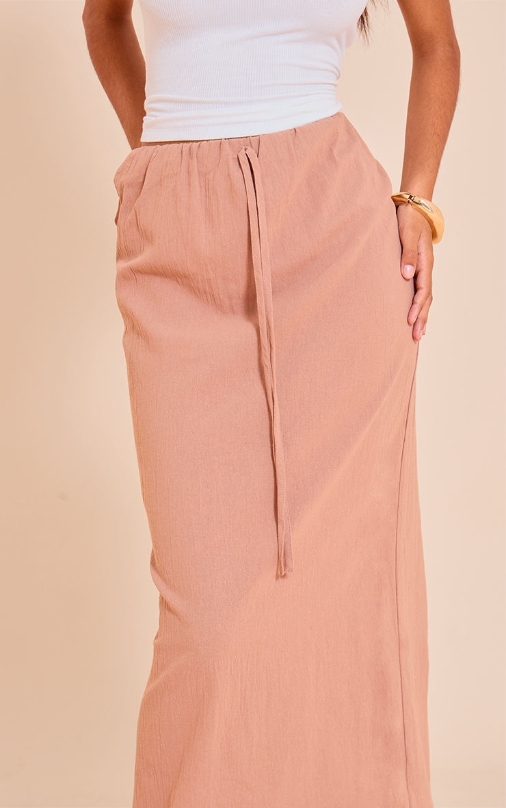 Petite Rust Linen Look Maxi Skirt image 4