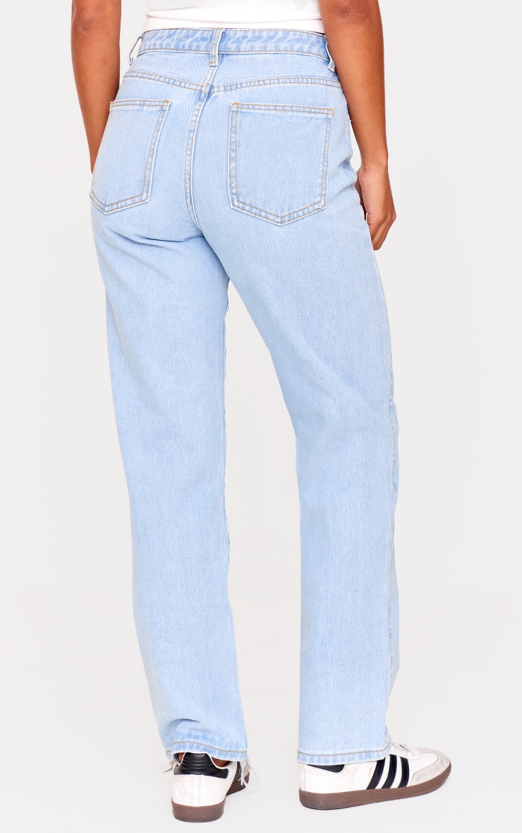 PRETTYLITTLETHING Light Blue Wash High Waist Straight Leg Jeans image 3