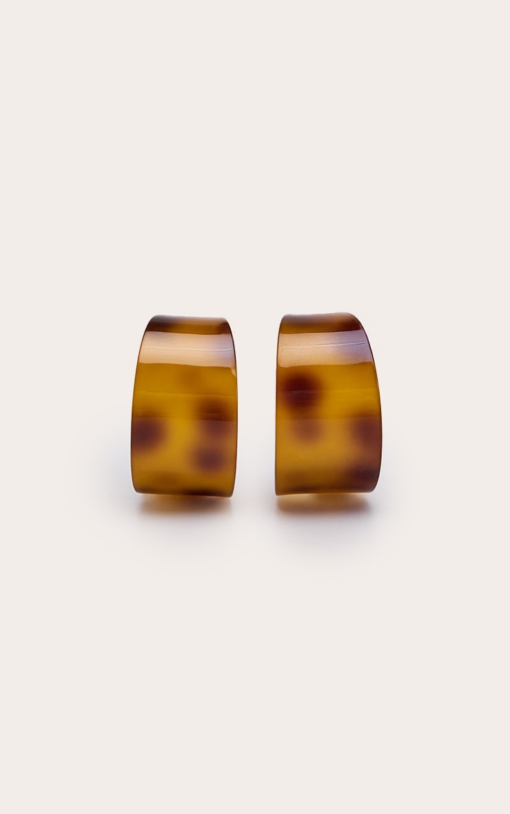 Tortoiseshell Resin Chunky Curved Hoop Earrings image 2