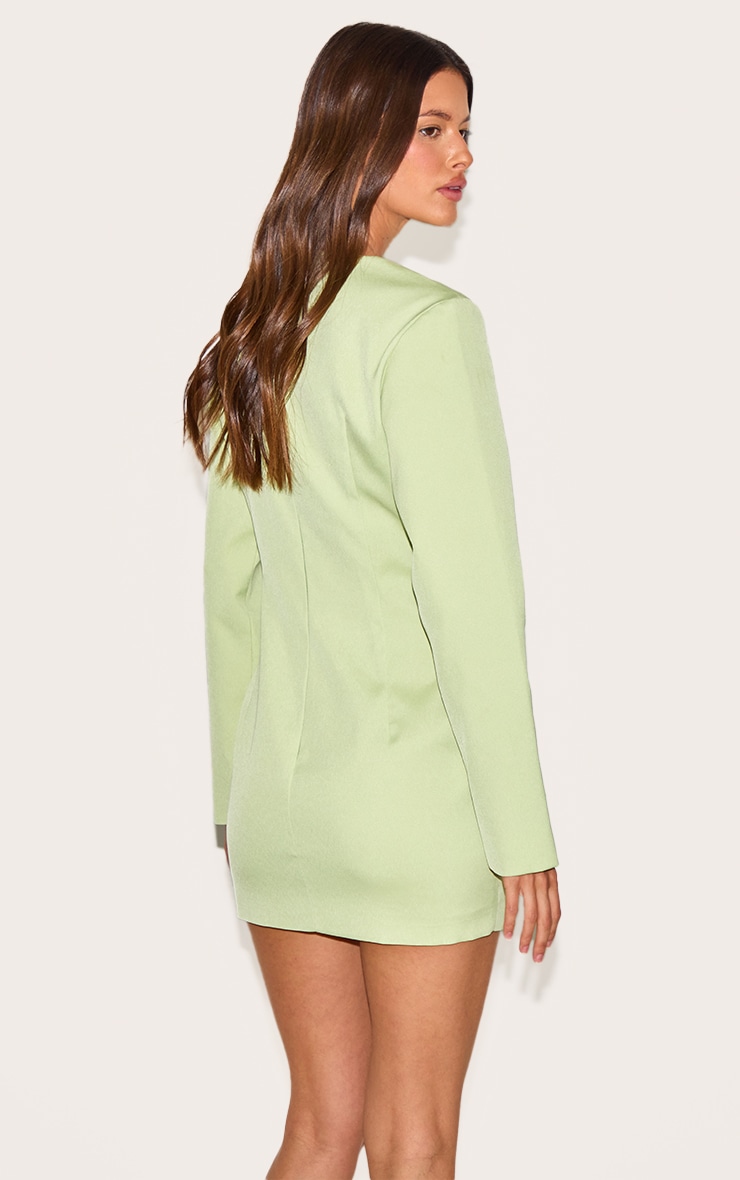 Pale Lime Woven Tailored Button Up Mini Dress image 2