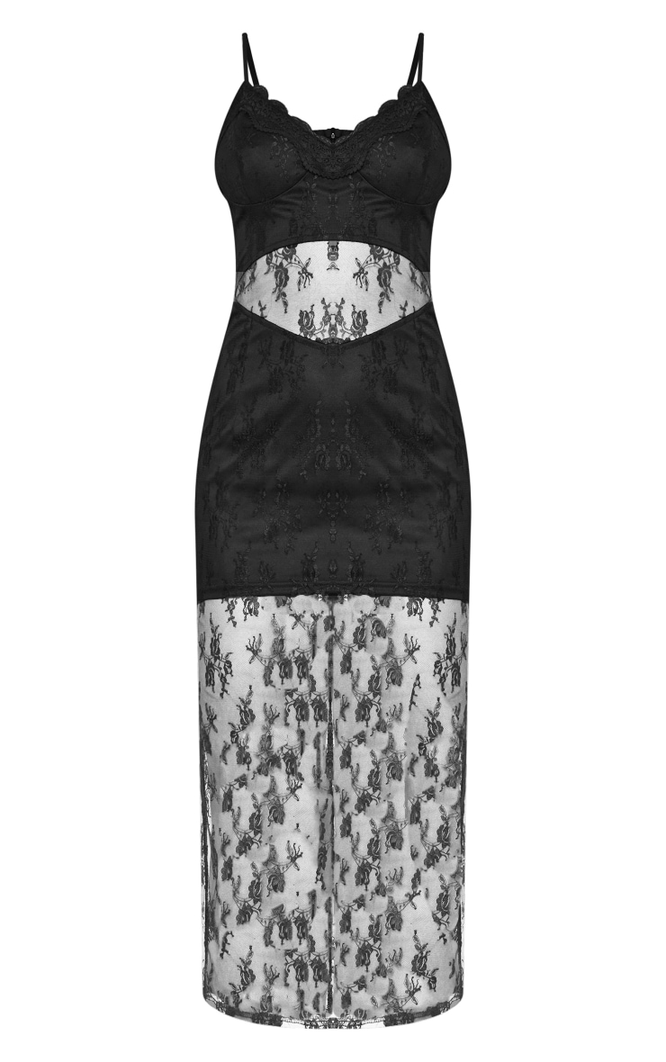 Black Lace Cut Out Detail Strappy Midaxi Dress image 5