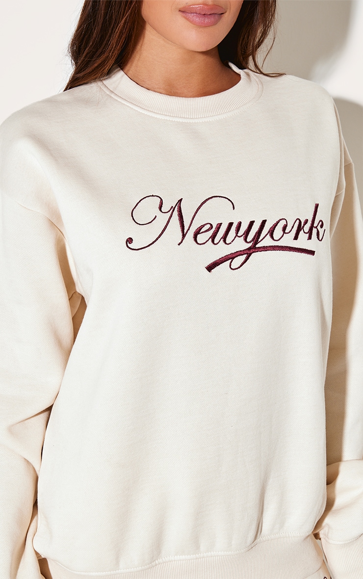 Cream New York Embroidered Boxy Sweat image 4