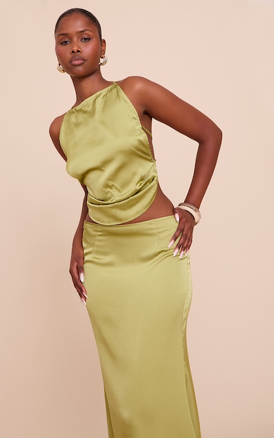 Débardeur satiné vert olive