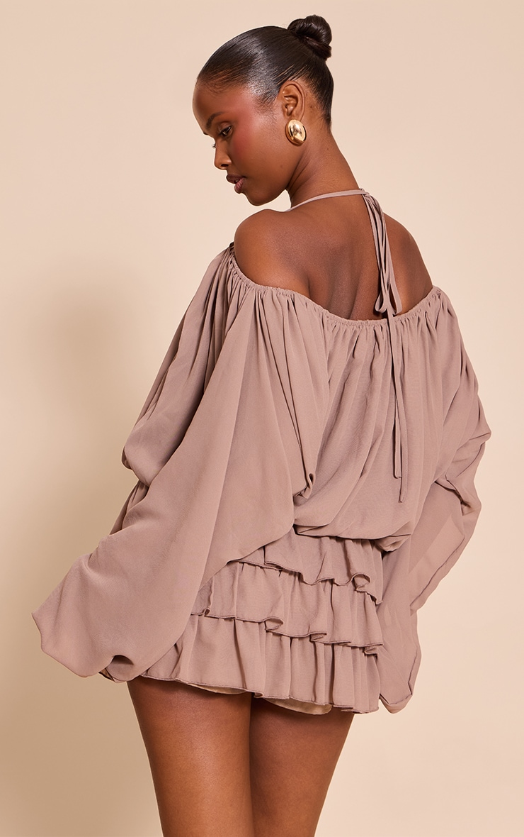 Mushroom Chiffon Frill Detail Playsuit image 2