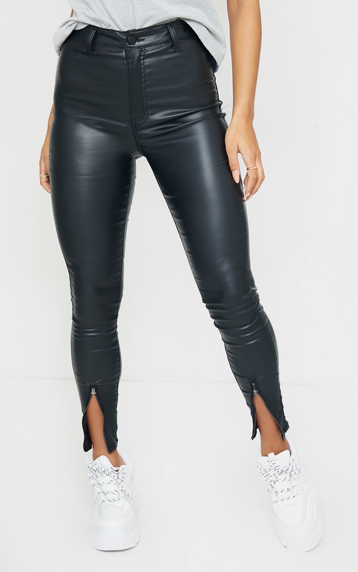 Coated high waisted jeans clearance