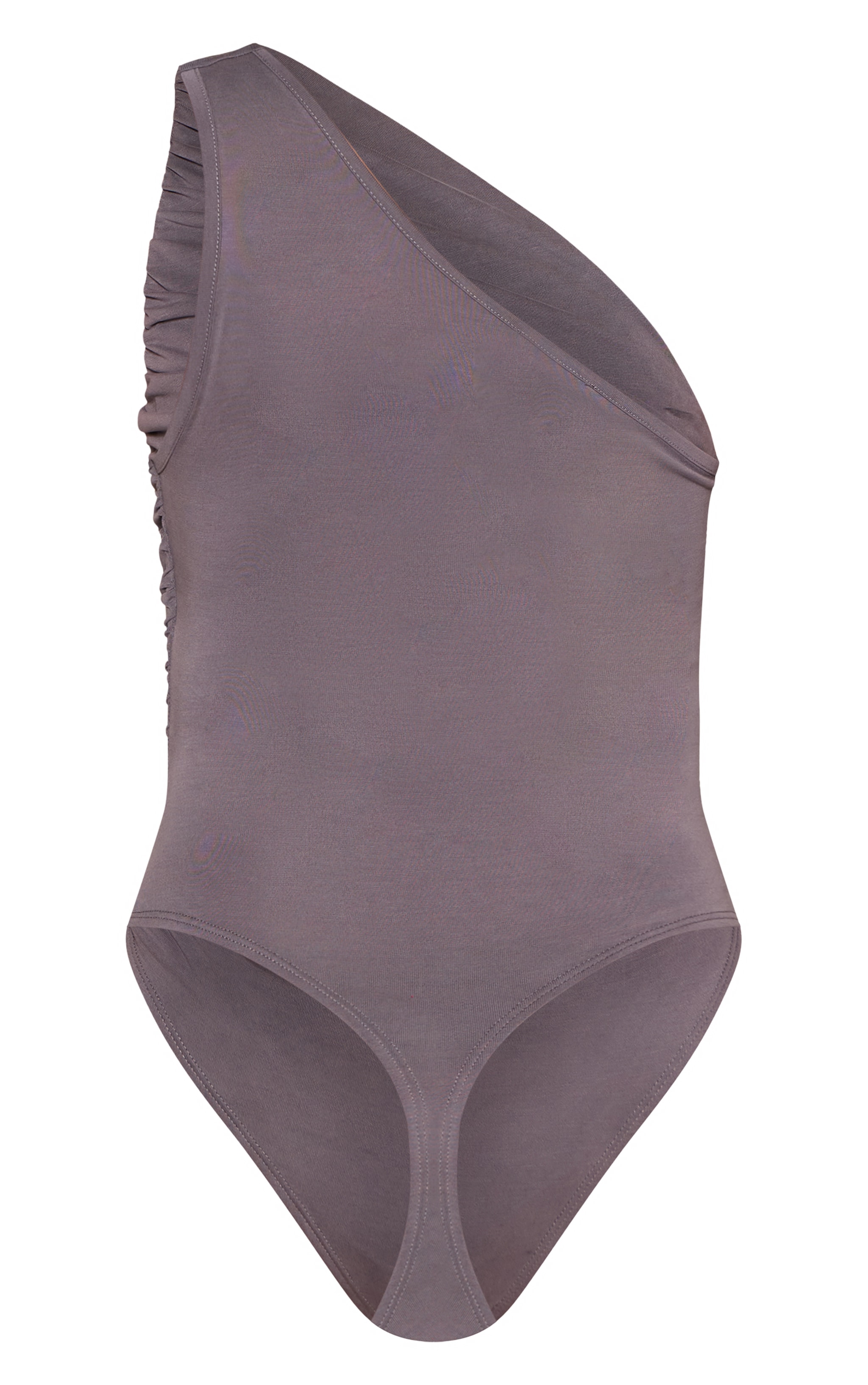 Charcoal Blue Modal Ruched Detail Asymmetric Bodysuit image 6