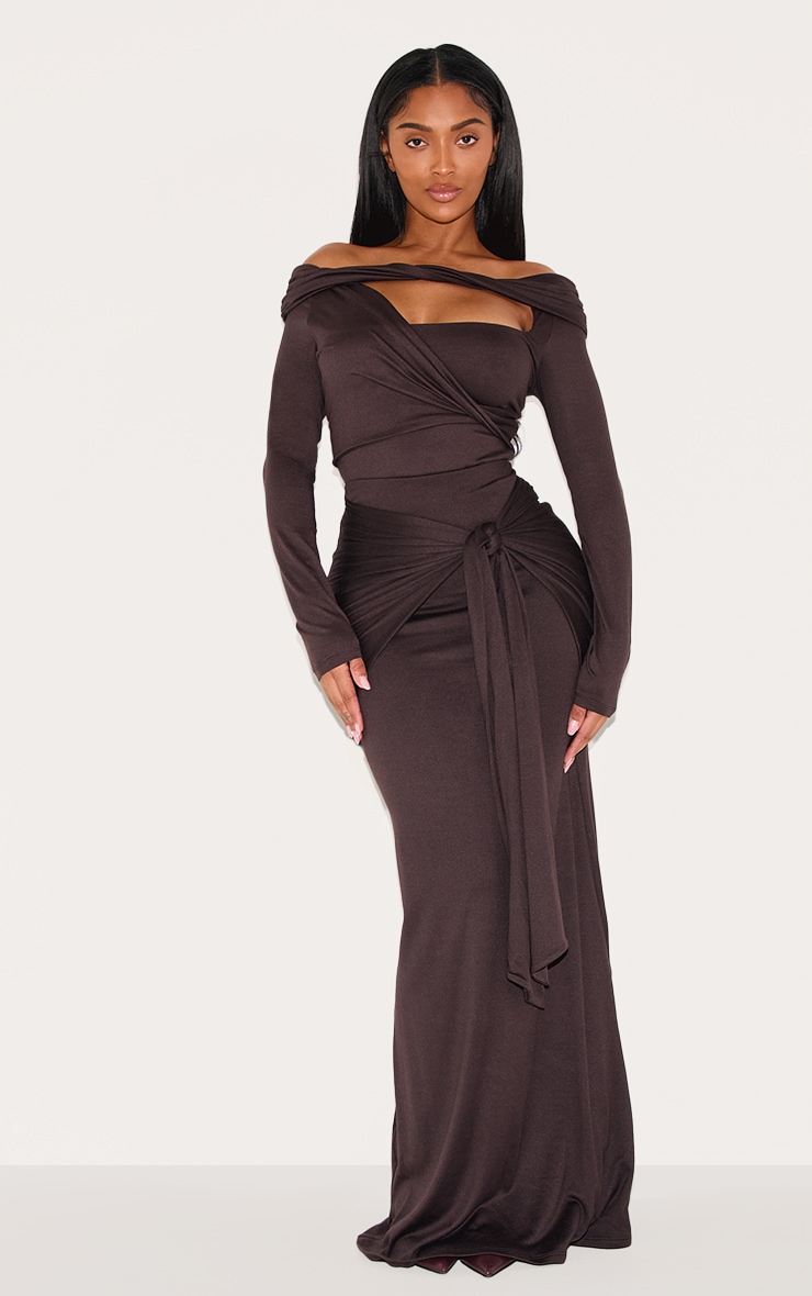 Shape Chocolate Super Soft Wrap Drape Maxi Skirt image 1