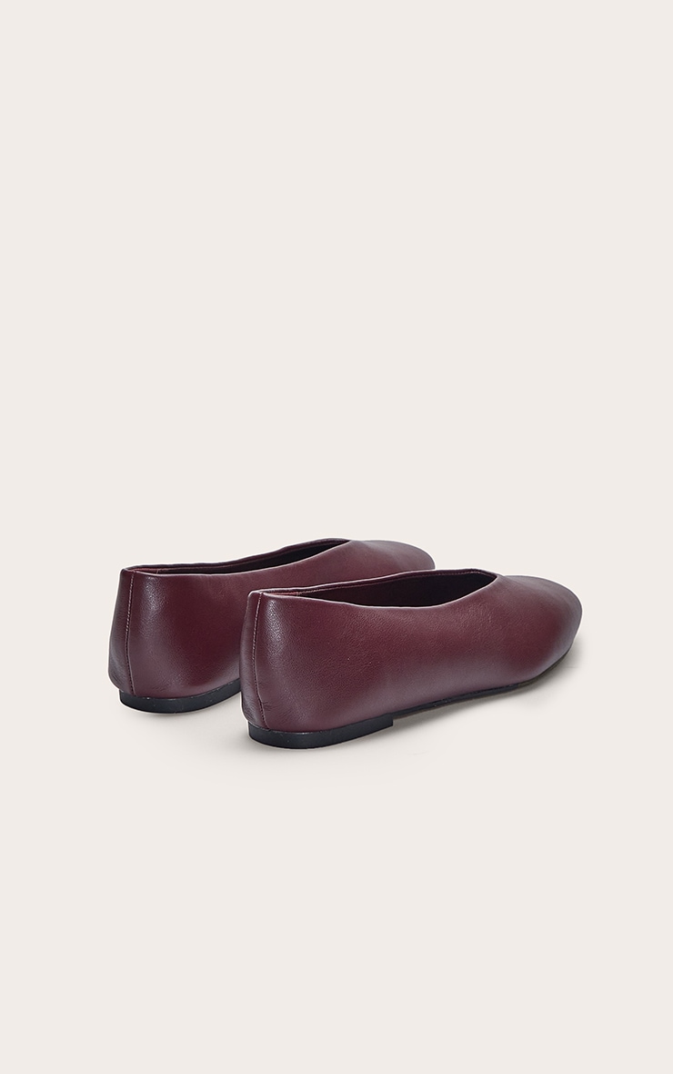 Burgundy Soft Pu Round Toe Ballerina Pump image 4