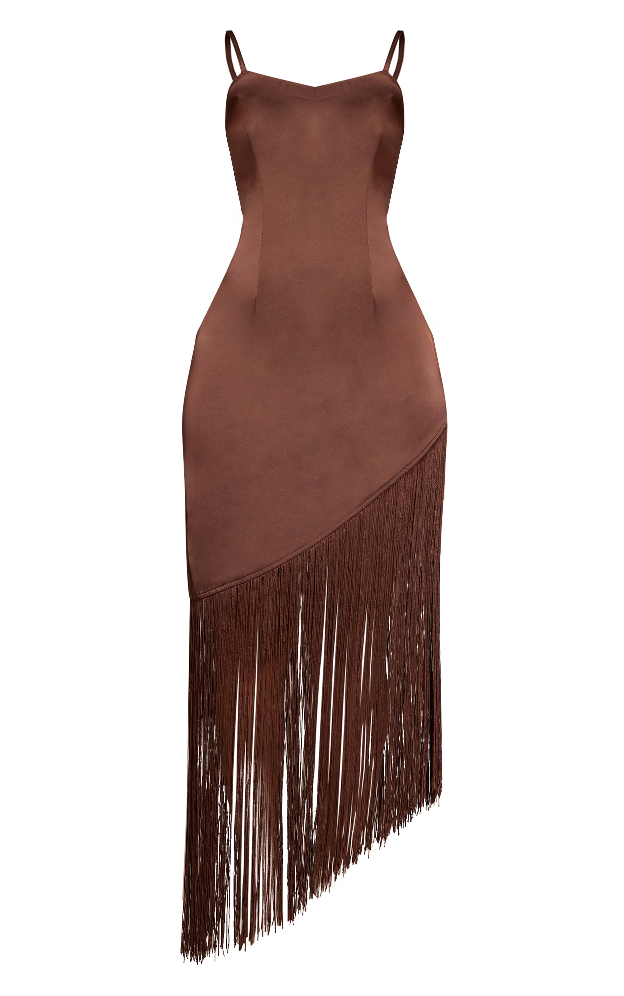 Petite  Chocolate Tassel Detail Satin Maxi Dress image 5