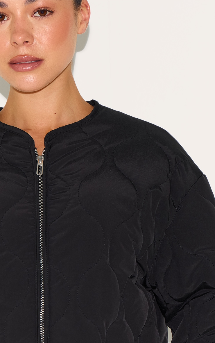 Black Zip Up Quilted Jacket image 4